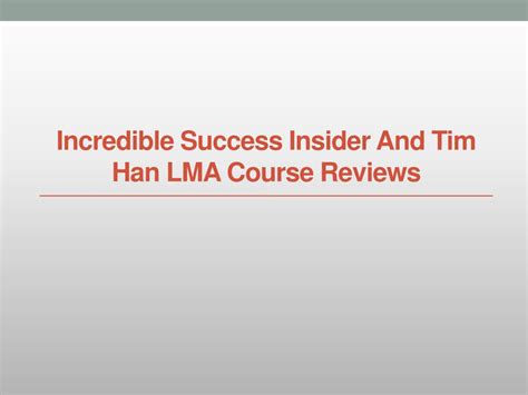 lma course tim han|Success Insider .